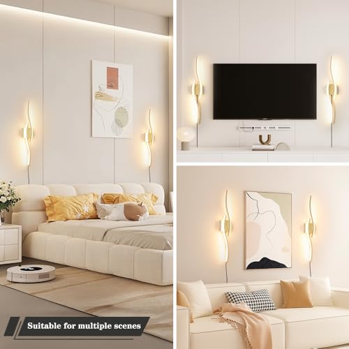 Modern Gold Plug in Wall Sconce Set of 2 (2 Count)