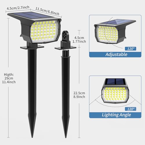 Solar Spot Lights Outdoor Waterproof Spotlight 2 Pack Cool White (2 Count)