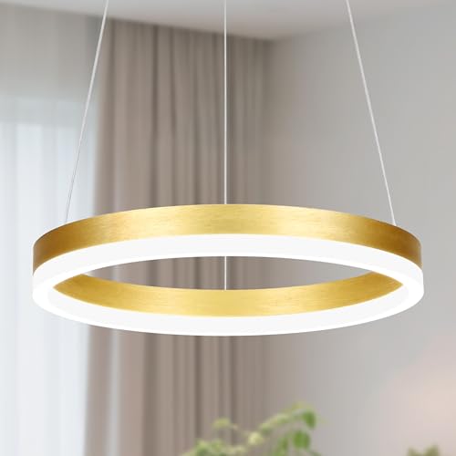 12" Gold Led Ring Chandelier Ring Modern Led Chandelier Modern Pendant Lights Adjustable Height Light Contemporary Light Fixture for Kitchen Island Bedroom Kitchen Island Dining Room