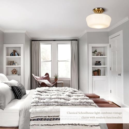 Schoolhouse Style Semi Flush Mount Ceiling Light Fixture