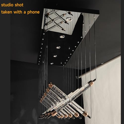 55" LED Large Modern Rectangle Crystal Chandeliers for Dining Room