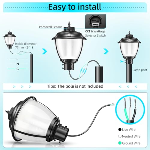 10Pack 150W LED Post Top Light Dusk to Dawn Photocell