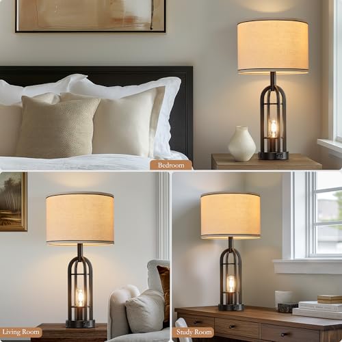 Black Table Lamps for Living Room Set of 2