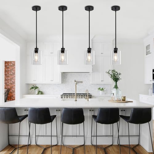 2 Pack Glass Pendant Lights Kitchen Island Modern Hanging Light Fixtures