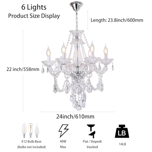 Modern Crystal Chandelier with 6 E12 Sockets