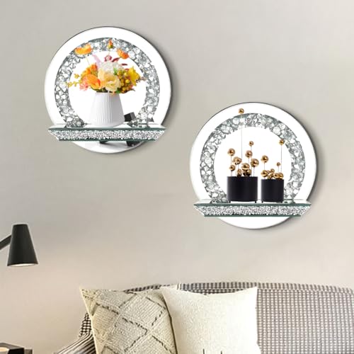 Mirrored Candle Sconces with Acrylic Diamond
