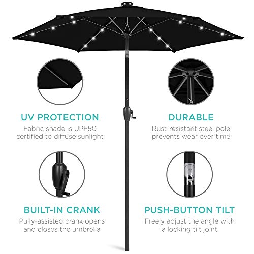 7.5ft Solar Umbrella LED Lighted Patio Umbrella