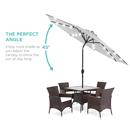 10ft Solar Polyester LED Lighted Patio Umbrella w