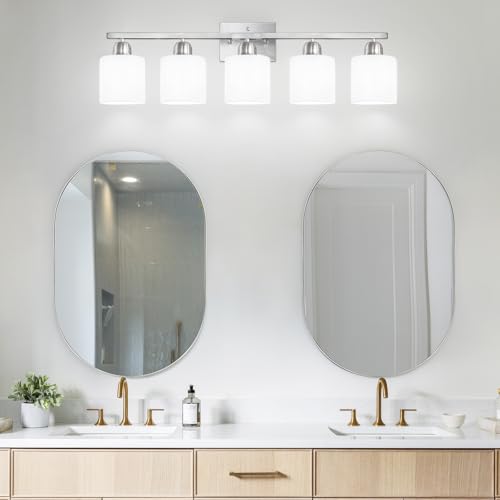 5 Light Bathroom Light Fixtures Brushed Nickel