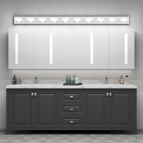 66inch Chrome Bathroom Vanity Lights Stainless Steel Acrylic LED Modern Chrome Bathroom Wall Lighting Fixtures