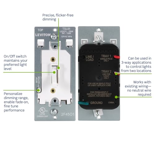 Toggle Slide LED Advanced Dimmer Switch for 150W Dimmable LED