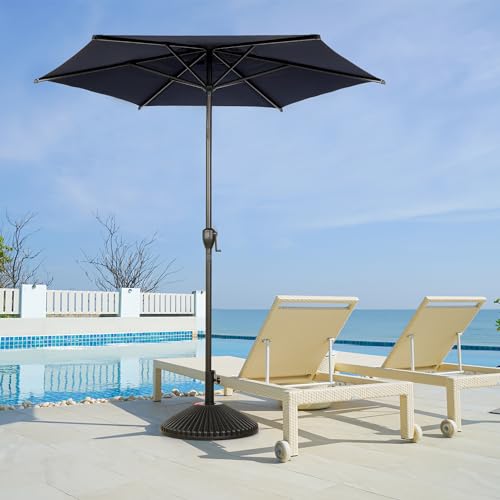7.5FT Lyon Outdoor Patio Umbrella Outdoor Table Umbrella with Push Button Tilt and Crank Market Umbrella 6 Sturdy Ribs UV Protection Waterproof for Garden Deck Backyard Pool
