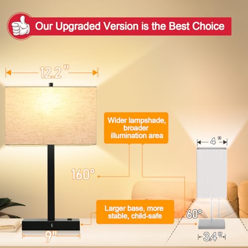 21" Set of 2 Table lamp with USB A+C & AC Outlets (2 Count)
