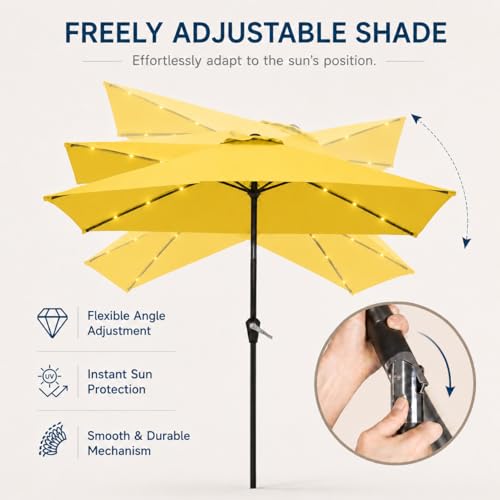 6.5 x 10ft Rectangular Patio Umbrella with Solar Lights