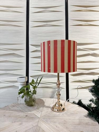 bamboo lamp shade modern decorative red stripe groovy unique Lamp Replacement Accessories E27 size 30x23cm