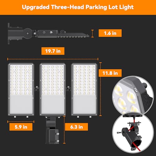 300W Upgraded LED Parking Lot Light with Photocell 45000lm 5000K