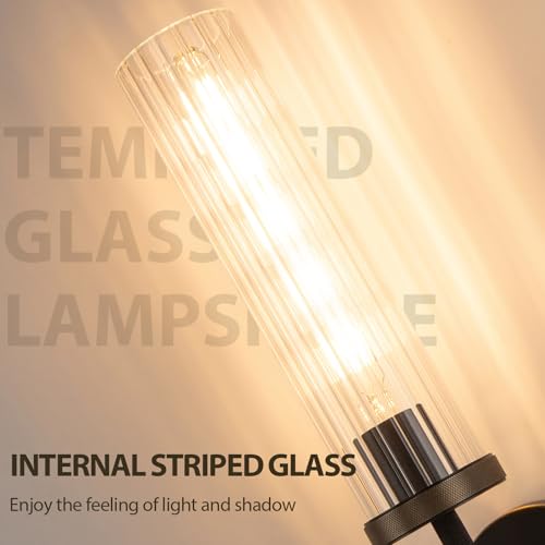 19.5" Knurled‑Craft Hardwired Black Gold Wall Sconce