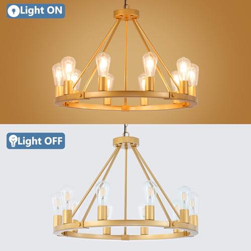 Gold Wagon Wheel Chandelier