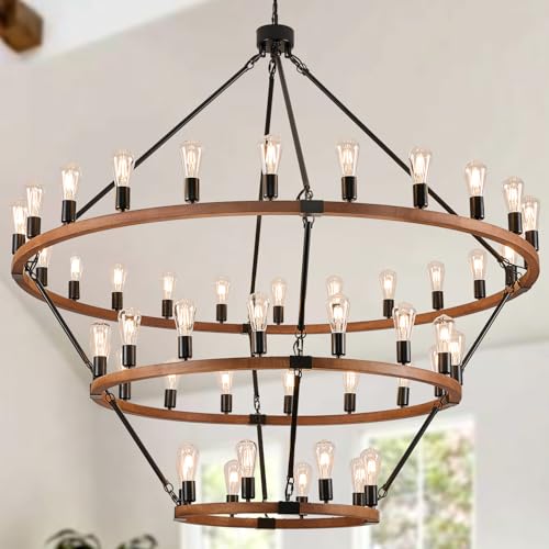 Farmhouse Wooden Wagon Wheel Chandelier 48