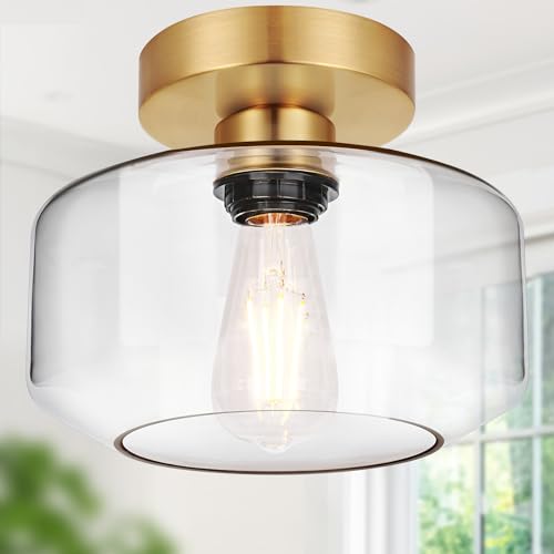 Industrial Semi Flush Mount Ceiling Light Brushed Gold