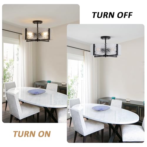 18" Black Large Semi Flush Mount Ceiling Light