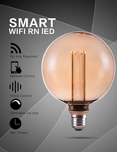 Smart WiFi Decorative Globe LED Light Bulb Dimmable LED Amber G125