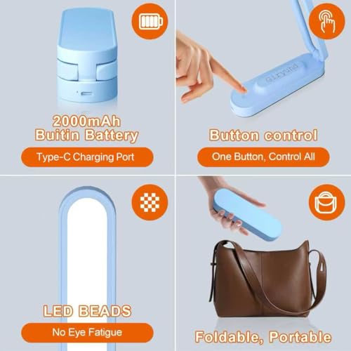 LED Desk Lamp for Office Home & Battery Operated Lamp Rechargeable Lamp Foldable & Portable Light