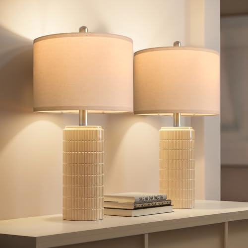 23" Pink Ceramic Table Lamps Set of 2