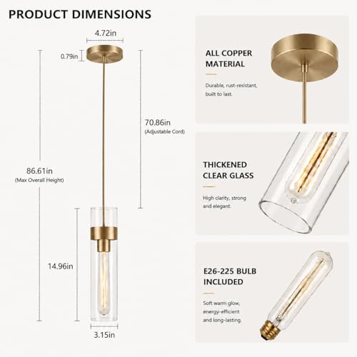Modern Glass Brass Pendant Lights Kitchen Island