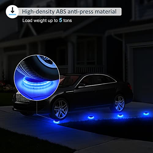 Blue Solar Lights for Outside Stick on Dock Deck Step Solar Powered (4 Count)