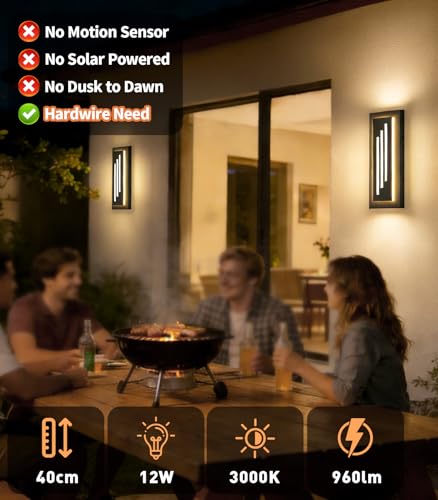 15.7'' LED Outdoor Wall Lights Modern Black Indoor Wall Sconce Lighting