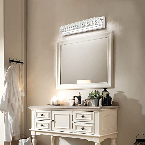 Crystal Bathroom Light Fixtures Over Mirror