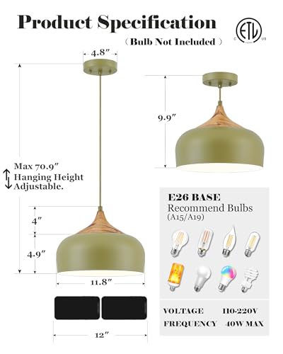Vintage Pendant Light Fixtures with Faux Pine Wood Grain