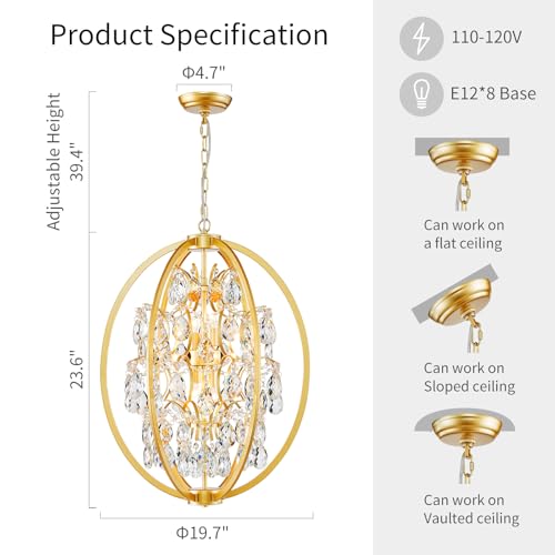 Globe Crystal Chandelier Raindrop Pendant Flushmount Ceiling Light Modern Lighting Fixture for Bedroom Hallway Bar Kitchen Bathroom