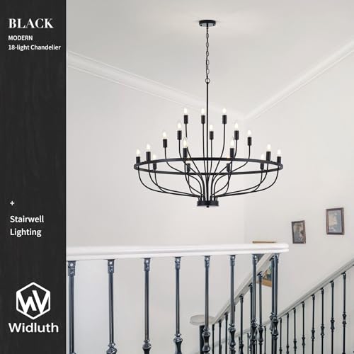 39.4" Large Black Chandelier