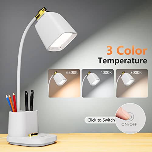 LED Desk Lamp with USB Charging Port Touch Control 3 Color Modes