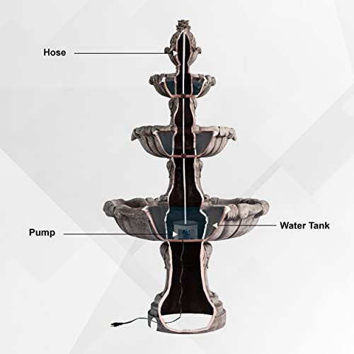 58.3" 3 Tier Outdoor Freestanding Water Fountain