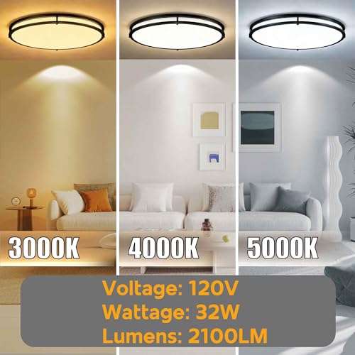 24 Inch Oval Black Ceiling Light Fixture for Living Room
