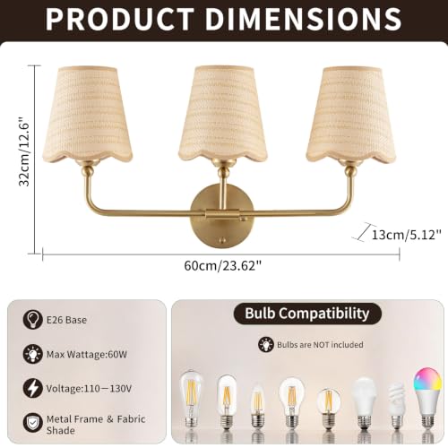 Bathroom Vanity Light Fixtures (Gold)