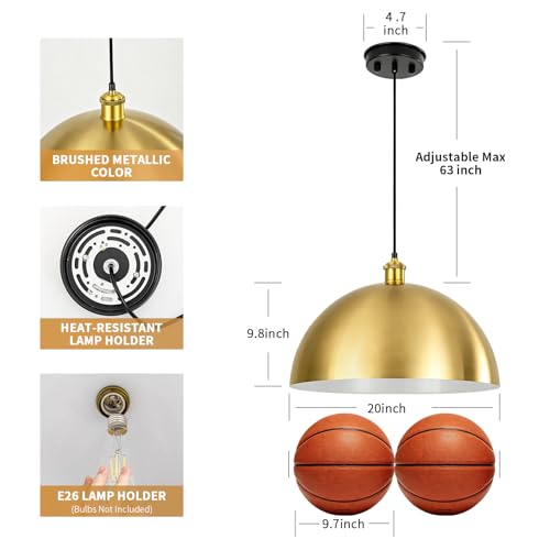 Large Brushed Gold Pendant Light