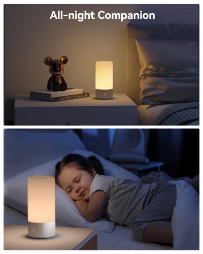 Table Lamp [Advanced] Bedside Touch Control Lamp for Bedroom 3 Level Dimmable Warm White Lights with 256 RGB Color Mode Modern Deisgn Smart Nightstand Desktop LED Lamps Portable for Read