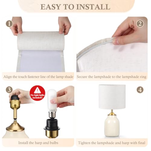 1 Pcs 21" Beige Ceramic Table Lamps with Linen Shades