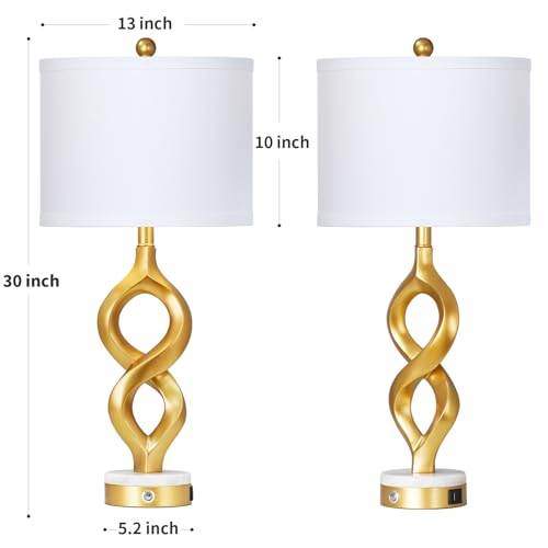 30" White and Gold Table Lamps Set of 2 for Living Room (2 Count)