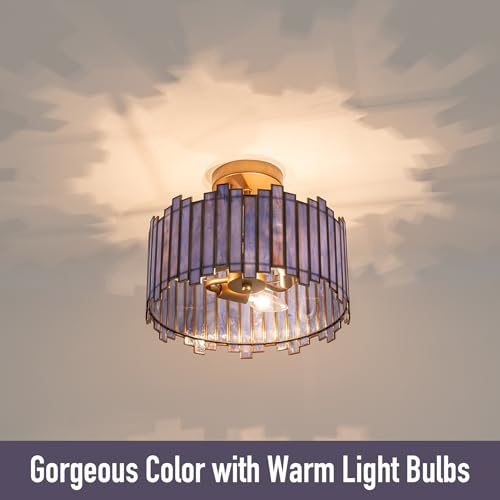 Antique Brass Ceiling Light Fixture in Drum Shape