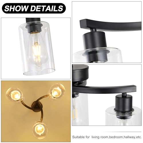 3 Light Modern Farmhouse Black Pendant Lights Kitchen Island (3 Count)
