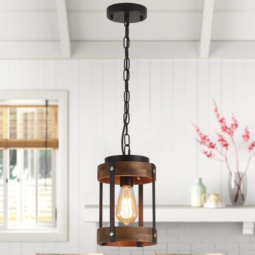 Rustic Farmhouse Wood Pendant Light Fixture One