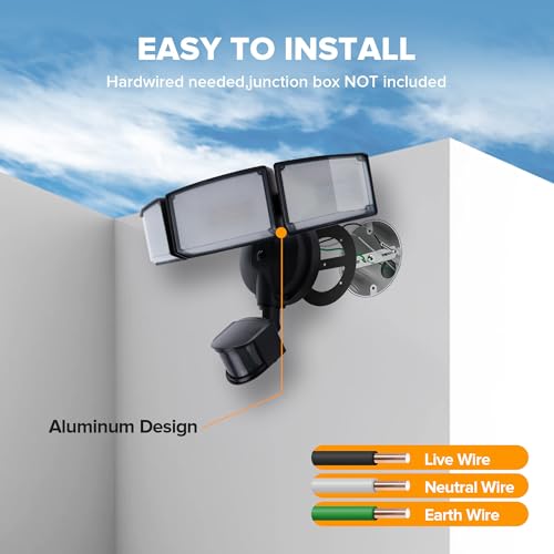 72W 7500LM LED Security Lights Motion Sensor Light Outdoor