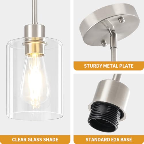 Brushed Nickel Pendant Lights Kitchen Island Modern Hanging Lighting