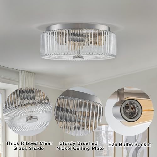13.9 Inch Brushed Nickel Flush Mount Ceiling Light