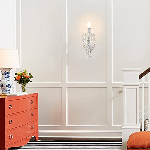 Crystal Wall Sconce Distressed White Vintage Wall Chandelier